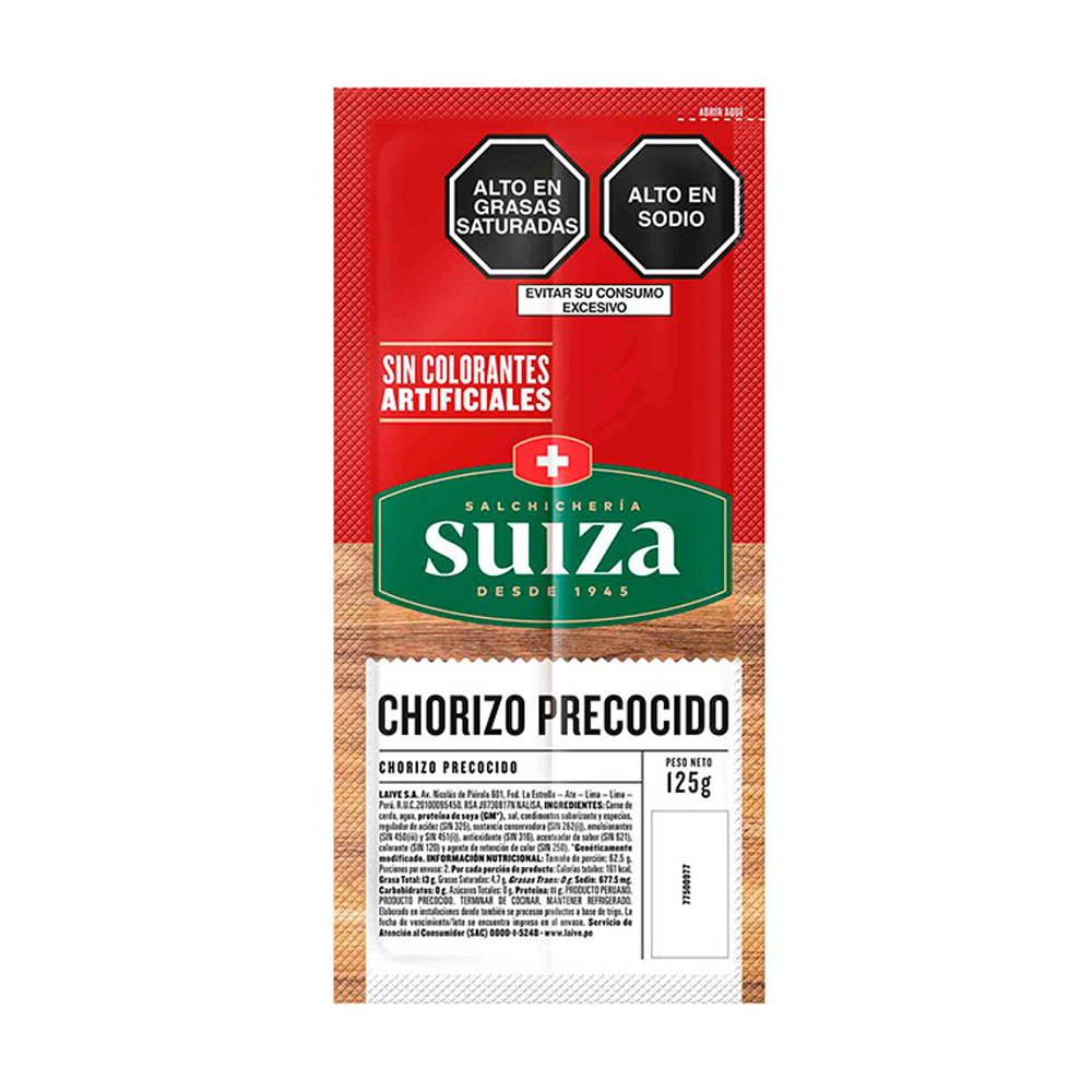 CHORIZO PRECOCIDO SUIZA X 2 UNI