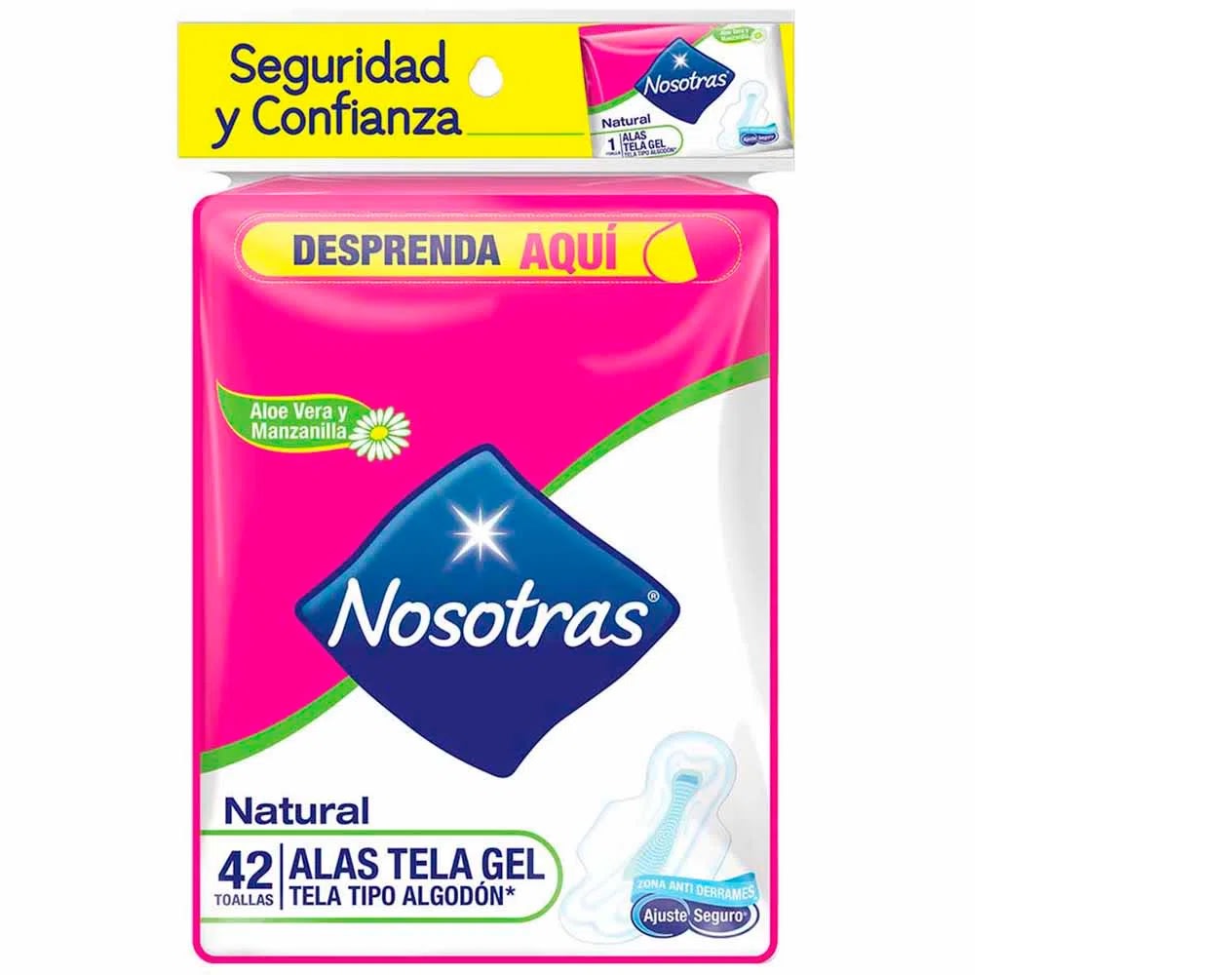 DISPENSADOR NOSOTRAS NATURAL ALAS TELA GEL X 42 UND